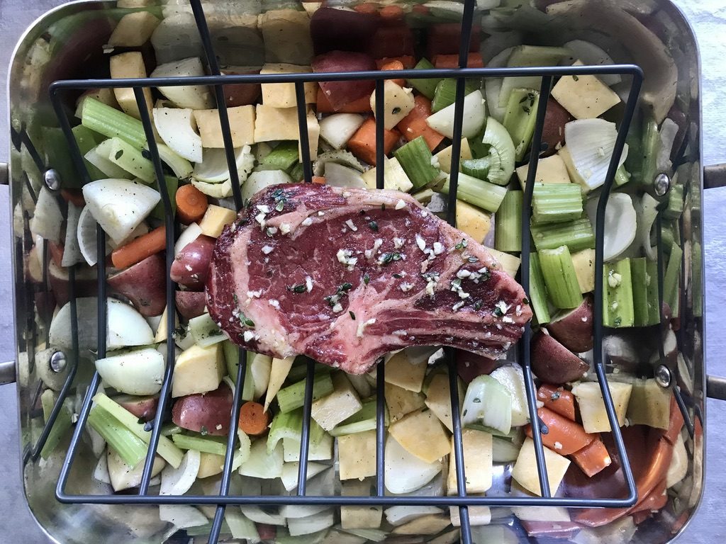 prime rib with vegetables