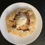 apple galette with ice cream overhead shot